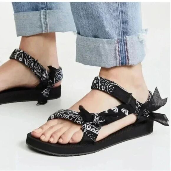 Arizona Love Trekky Black Bandana Summer Eco Conscious Platform Sandals 38 (7.5) - Picture 1 of 8